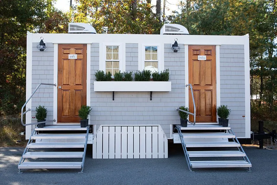 Wedding restroom units discretely staged at a venue in Myrtle Beach, South Carolina